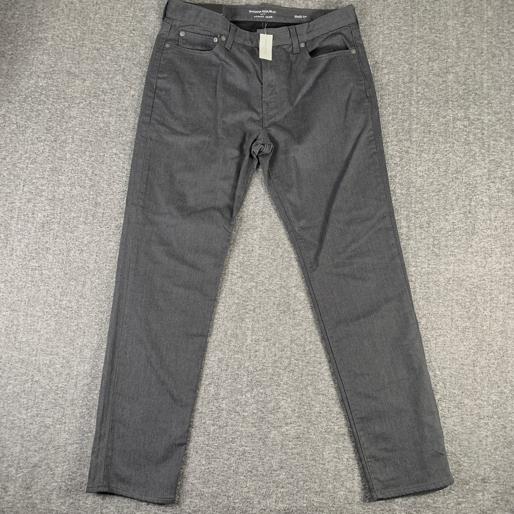 Banana Republic Travel Jean Men 33x31 Gray Slim Fit Pants Modern NEW